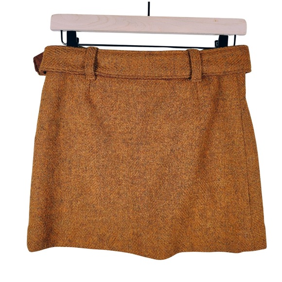 1970s Wool Mini Skirt Brown Small Dark Academia Library‎ Preppy Feminine Skirt - Picture 2 of 15